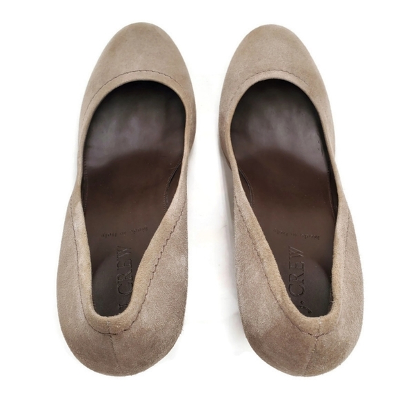 J. Crew Coddington Taupe Shimmer Suede Leather Platform Pumps Made in Italy - Picture 5 of 15